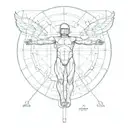 Left half vitruvian man and the right side an astronaut  tattoo design idea