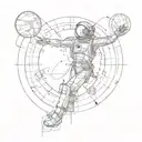 Left half vitruvian man and the right side an astronaut  tattoo design idea