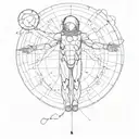 Left half vitruvian man and the right side an astronaut  tattoo design idea