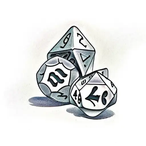 pair of dice in background, three number 7 in foreground tattoo design idea