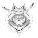 a plus size male that is laying down across a broom stick flying tattoo design idea