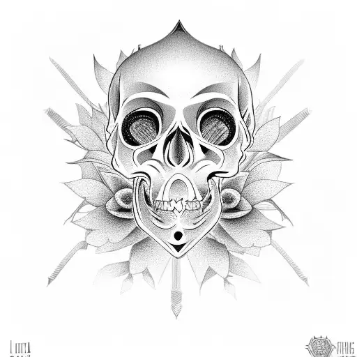 Lotus Flower death  skull diamond  tattoo design idea
