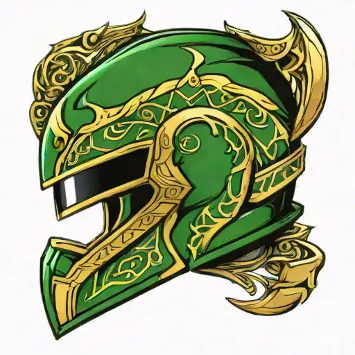 green ranger helmet tattoo design idea