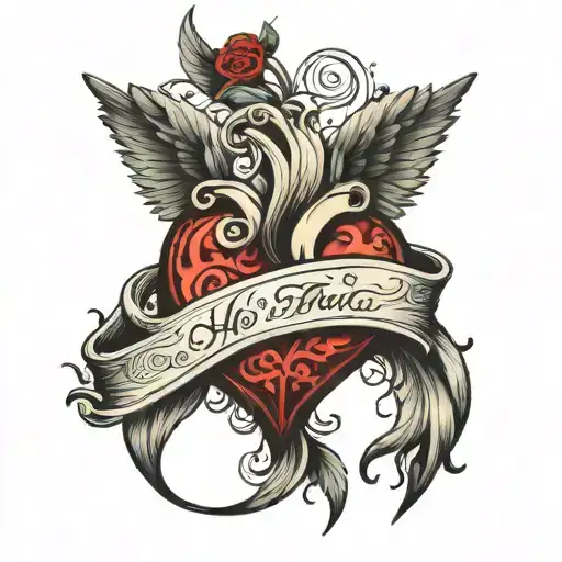 heart, a wing, the infinity sign. tattoo design idea