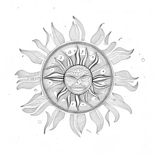 tribal sun tattoo design idea