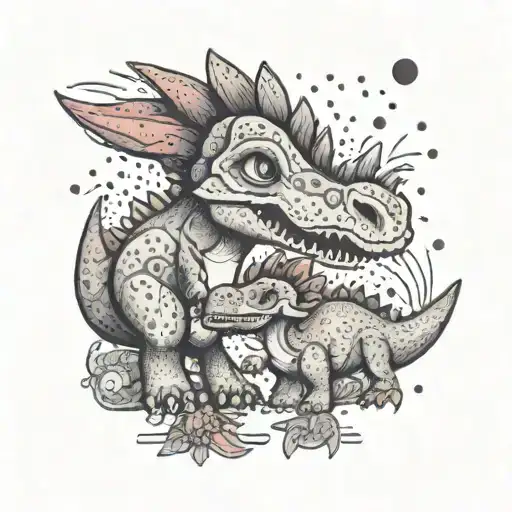 dino father daughter rawr plush toy tattoo design idea