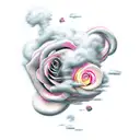 cloud with roses tattoo design idea