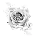 rose and clock and heart tattoo design idea