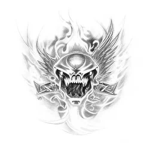dodge charger with fire tattoo design idea