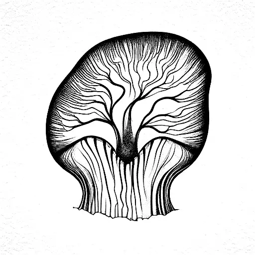 fungi reveales the name Kaled in it's roots tattoo design idea