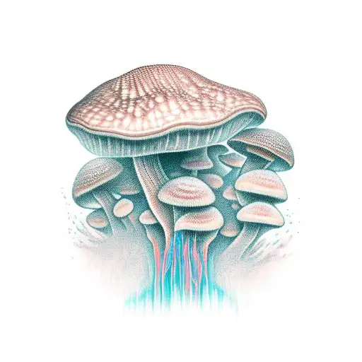 fungi reveles the name Kaled in it's roots tattoo design idea