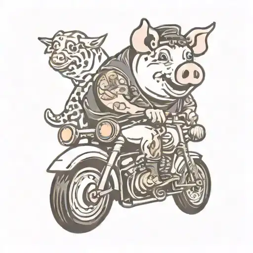 PIG RIDING A HARLEY tattoo design idea