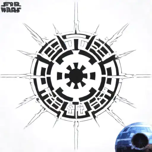 star wars sith logo surrounded by the Death Star tattoo design idea