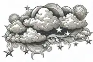 stars shining clouds tattoo design idea