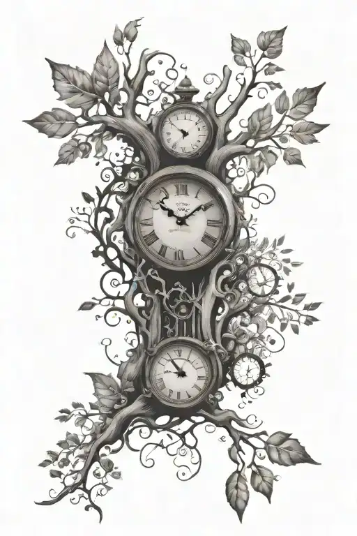 clock, family tree, dna tattoo design idea