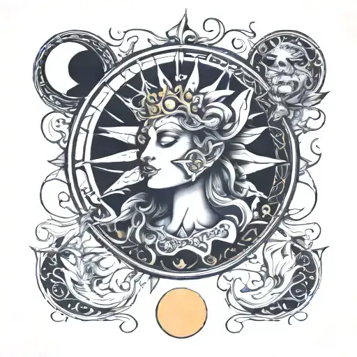 sun woman  moon man tattoo design idea