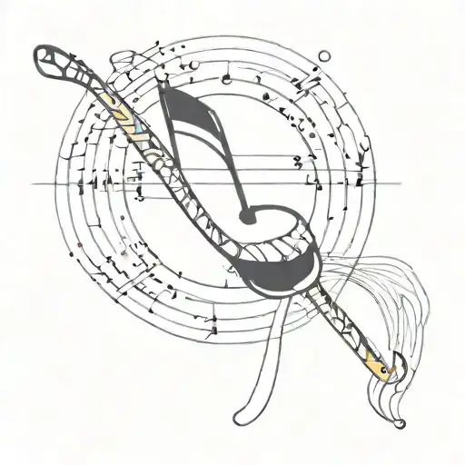 A tattoo of a music note made out of hockey sticks, representing the client's love for music and hockey in a minimalist and stylish way tattoo design idea