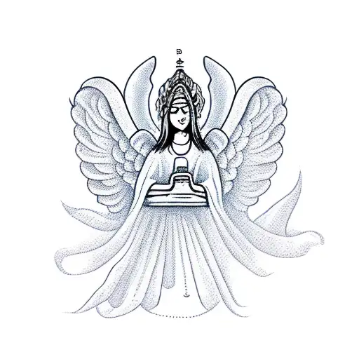 angel with the word tara tattoo design idea