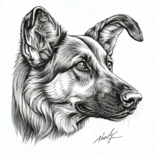 German Shepherd Dog Named Wright tattoo design idea