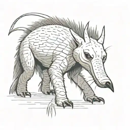 an anteater mutant with a Long snout and a Long tail tattoo design idea