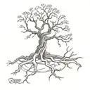 The design features a detailed outline of the Whomping Willow, with its twisted, gnarled branches and sturdy trunk. The  tattoo design idea
