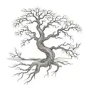 The design features a detailed outline of the Whomping Willow, with its twisted, gnarled branches and sturdy trunk. The  tattoo design idea
