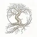 The design features a detailed outline of the Whomping Willow, with its twisted, gnarled branches and sturdy trunk. The  tattoo design idea