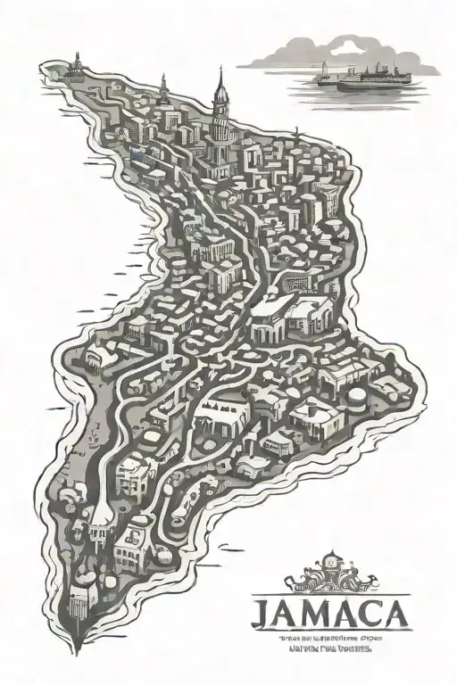 city on Jamaica map tattoo design idea
