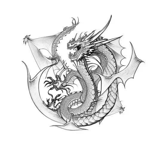Dragon and samurai  tattoo design idea
