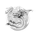 Dragon and samurai  tattoo design idea