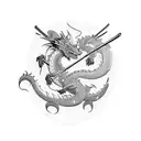 Samurai and dragons tattoo design idea