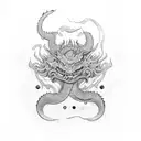 Samurai and dragons tattoo design idea