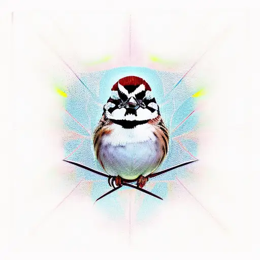 sparrow sitting symmetrical  tattoo design idea