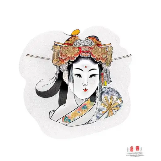 traditional japanese shrine maiden tattoo design idea