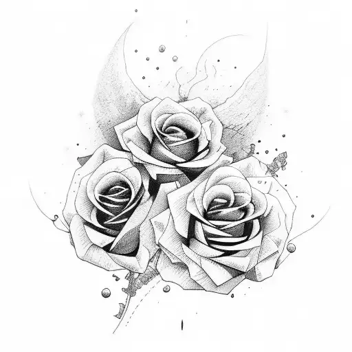 armas y rosas tattoo design idea