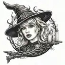 Taylor swift, witch, witch burned on stake, scary, who's afraid of little old me Taylor swift  tattoo design idea