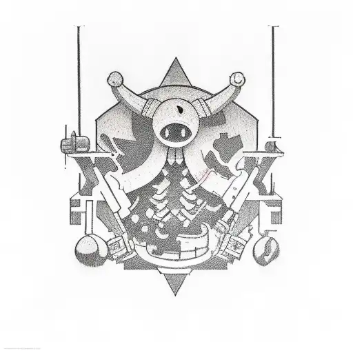 A tattoo representing the occupation of trading with Kaws characters in a sketch style. tattoo design idea