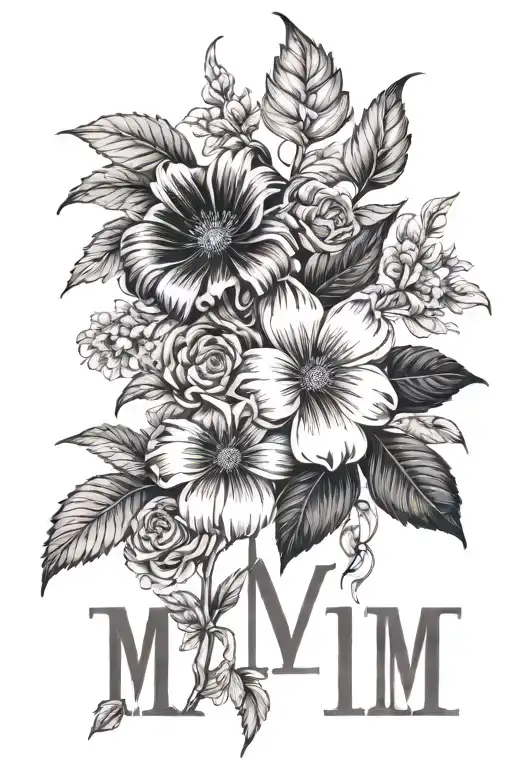 Roman numerals representing important dates and birth flower November and may tattoo design idea