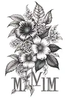 Roman numerals representing important dates and birth flower November and may tattoo design idea