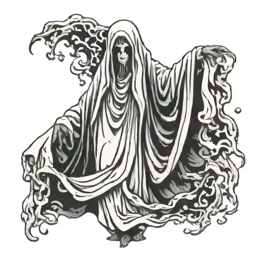 The bedsheet ghost costume tattoo design idea