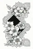 geometric floral pattern intertwined tattoo design idea