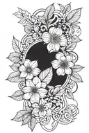 geometric floral pattern intertwined tattoo design idea