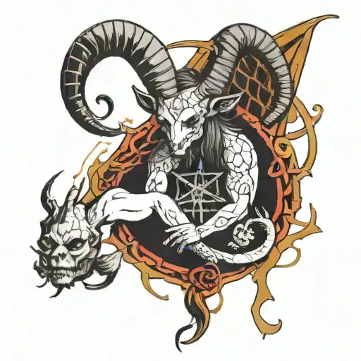 baphomet and web tattoo design idea