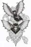 symetric bat wings tattoo design idea