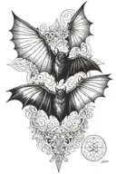 symetric bat wings tattoo design idea