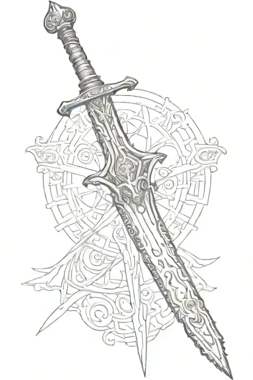 templar sword tattoo design idea