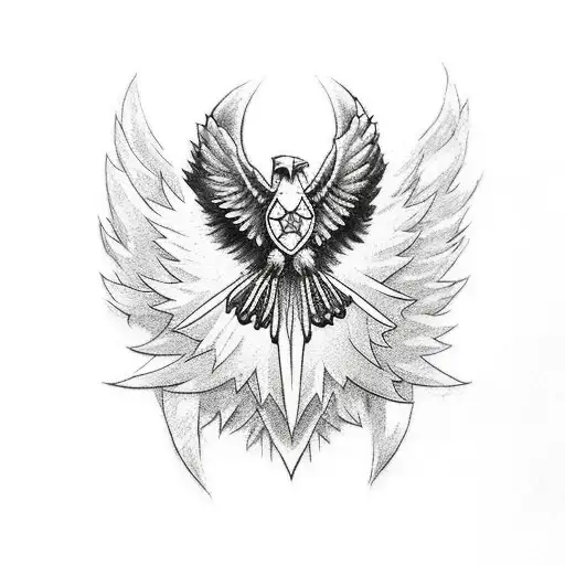 A tattoo showcasing a video game controller morphing into a majestic eagle in flight tattoo design idea