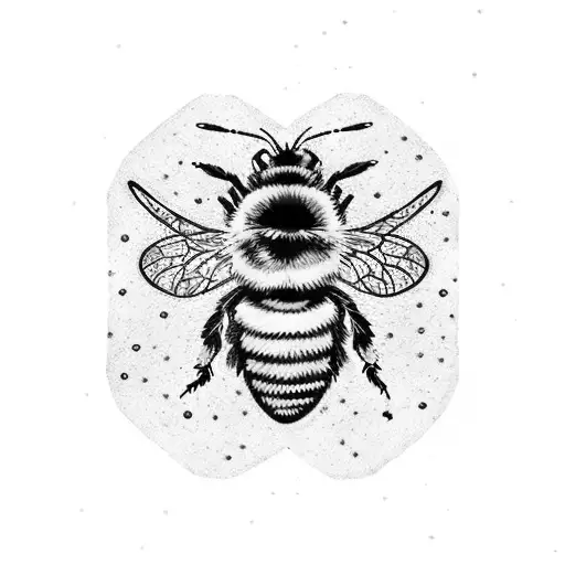 A bumble bee flying towards Van Gogh's Starry Night with chains forming a border tattoo design idea