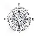 A Celtic knotwork compass with a trail of learning books tattoo design idea