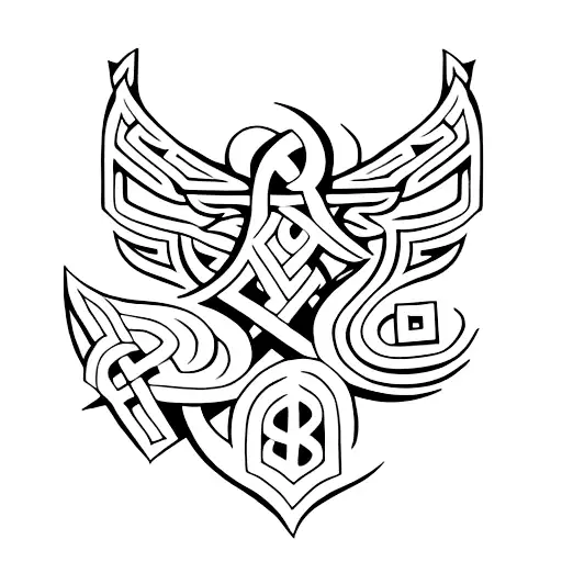 viking runes that spell strength or luck  tattoo design idea